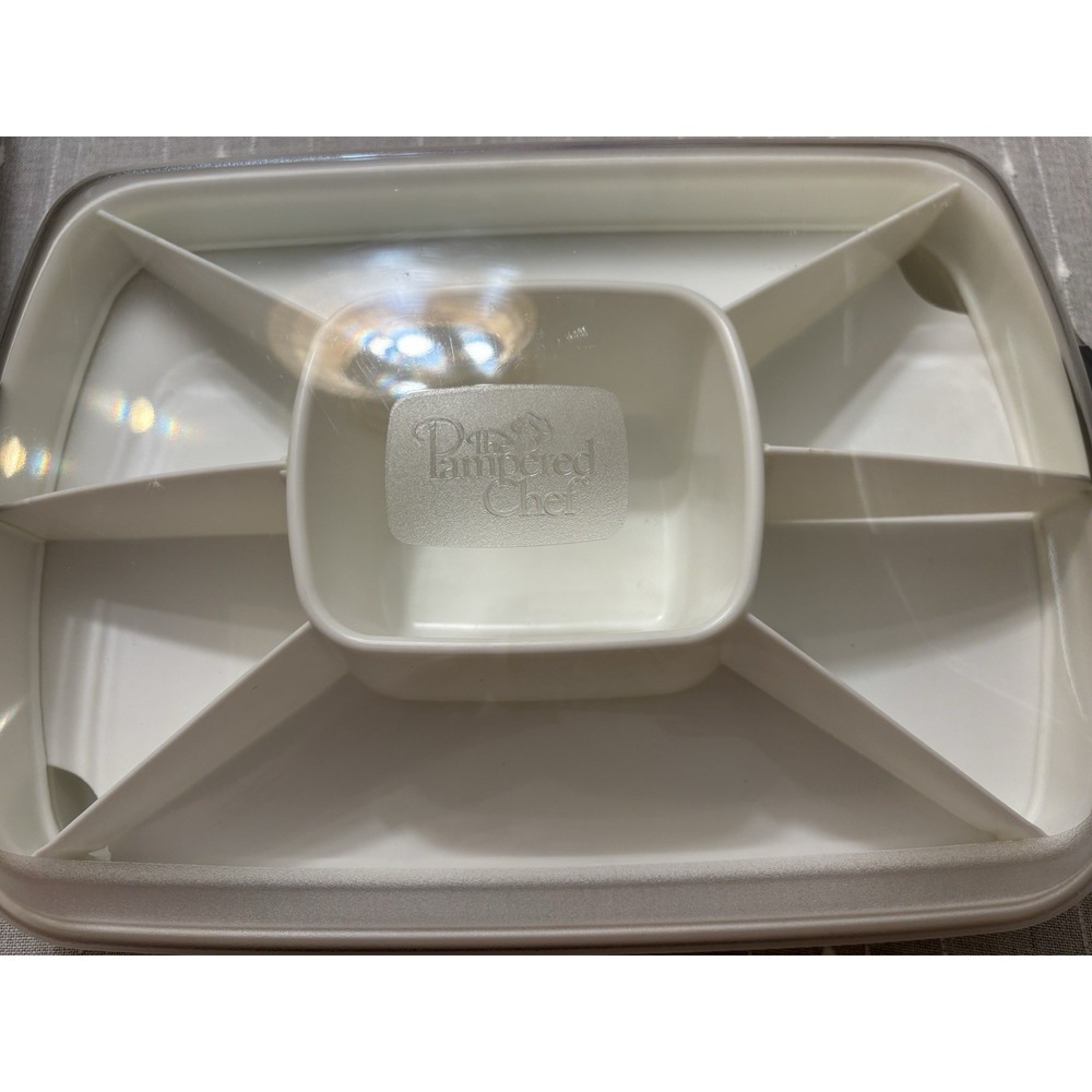 NWOB Pampered Chef Chillzanne Rectangle Serving Tray Veggie And Deviled Egg USA